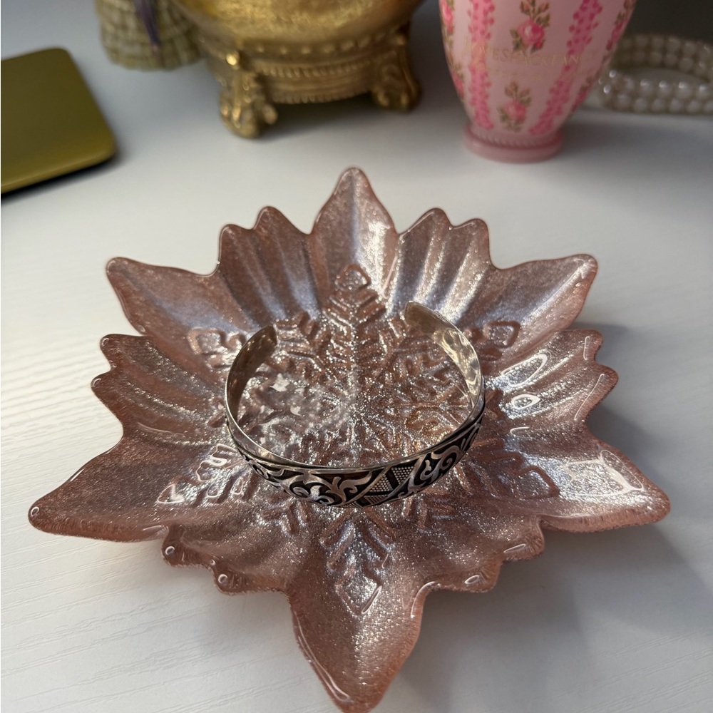 Solid 925 Sterling Silver Engraved Cuff Bangle Br… - image 1